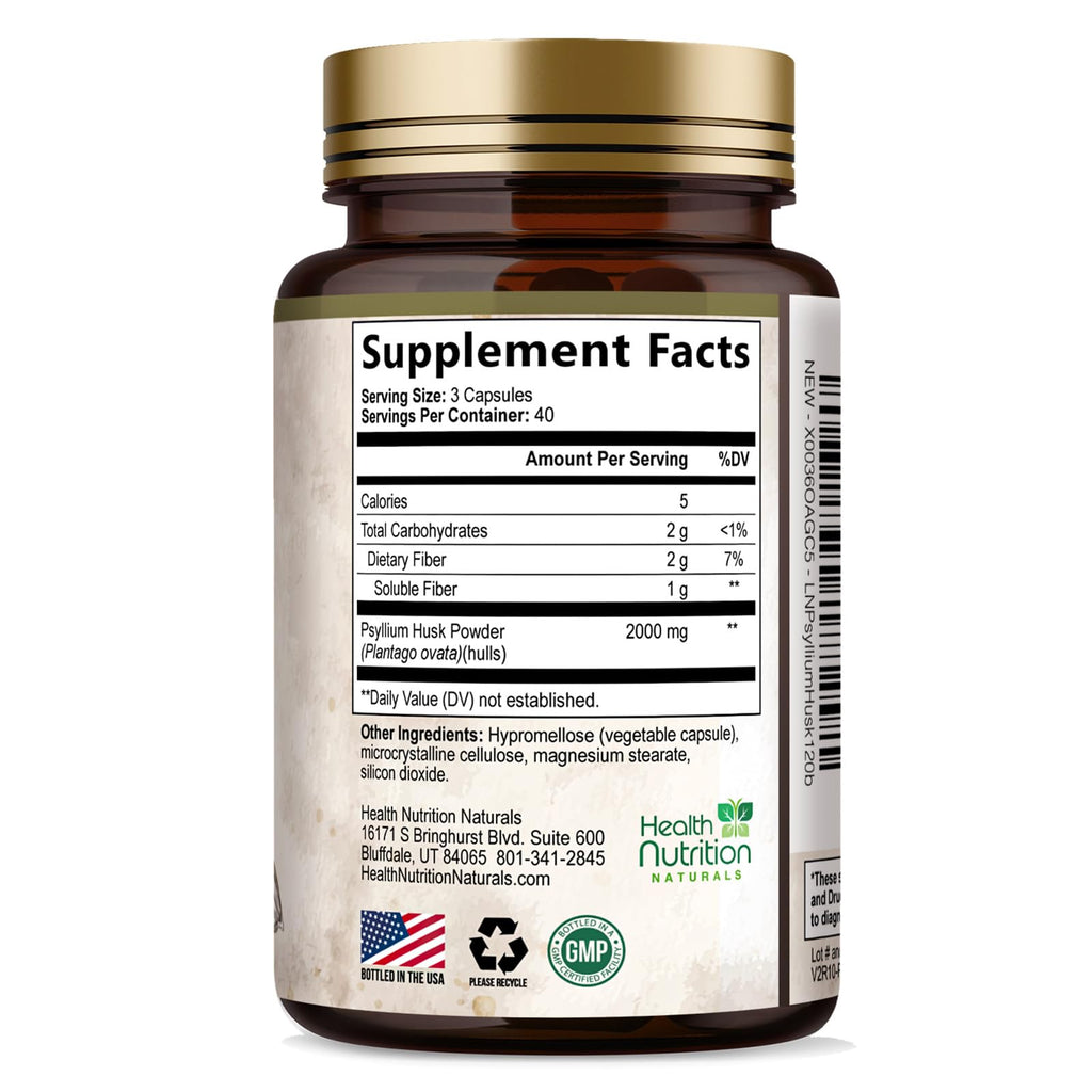 Health Nutrition Naturals Psyllium Husk Capsules - Psyllium Husk