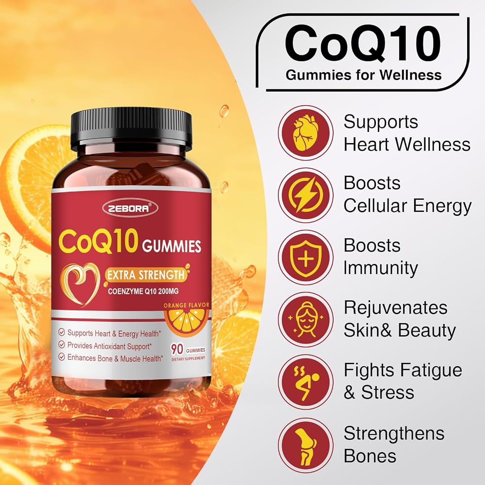 ZEBORA CoQ10 200mg Gummies, Orange Flavor - 90 Gummies - image 4