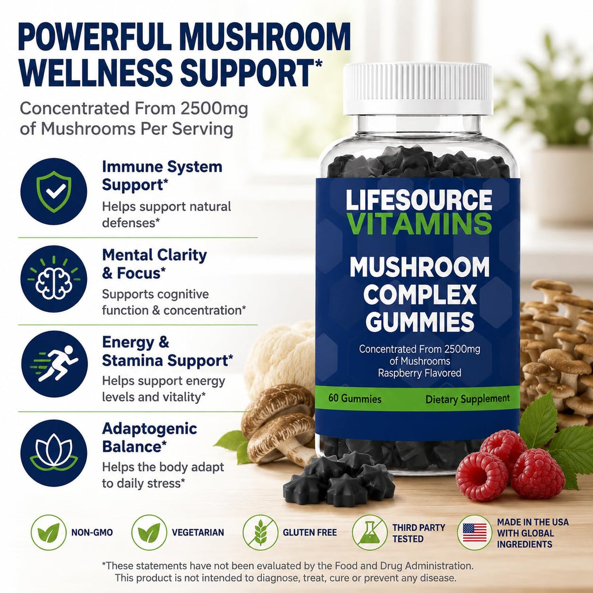 LifeSource Vitamins 10 Mushroom Complex Gummies - 60 Gummies - image 2