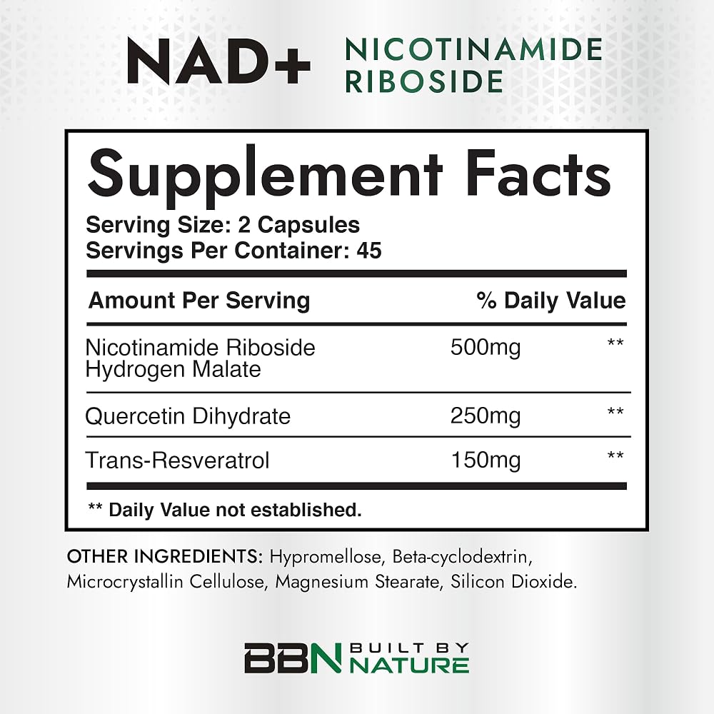 Built by Nature NAD Supplement with Nicotinamide Riboside - 90 Capsules - image 4