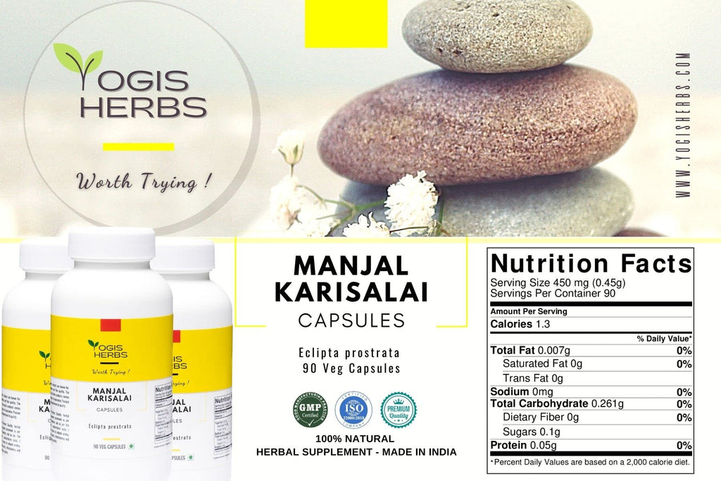 YOGIS HERBS Manjal Karisal Bhringraj Capsules - 90 Vegetarian Capsules - image 2