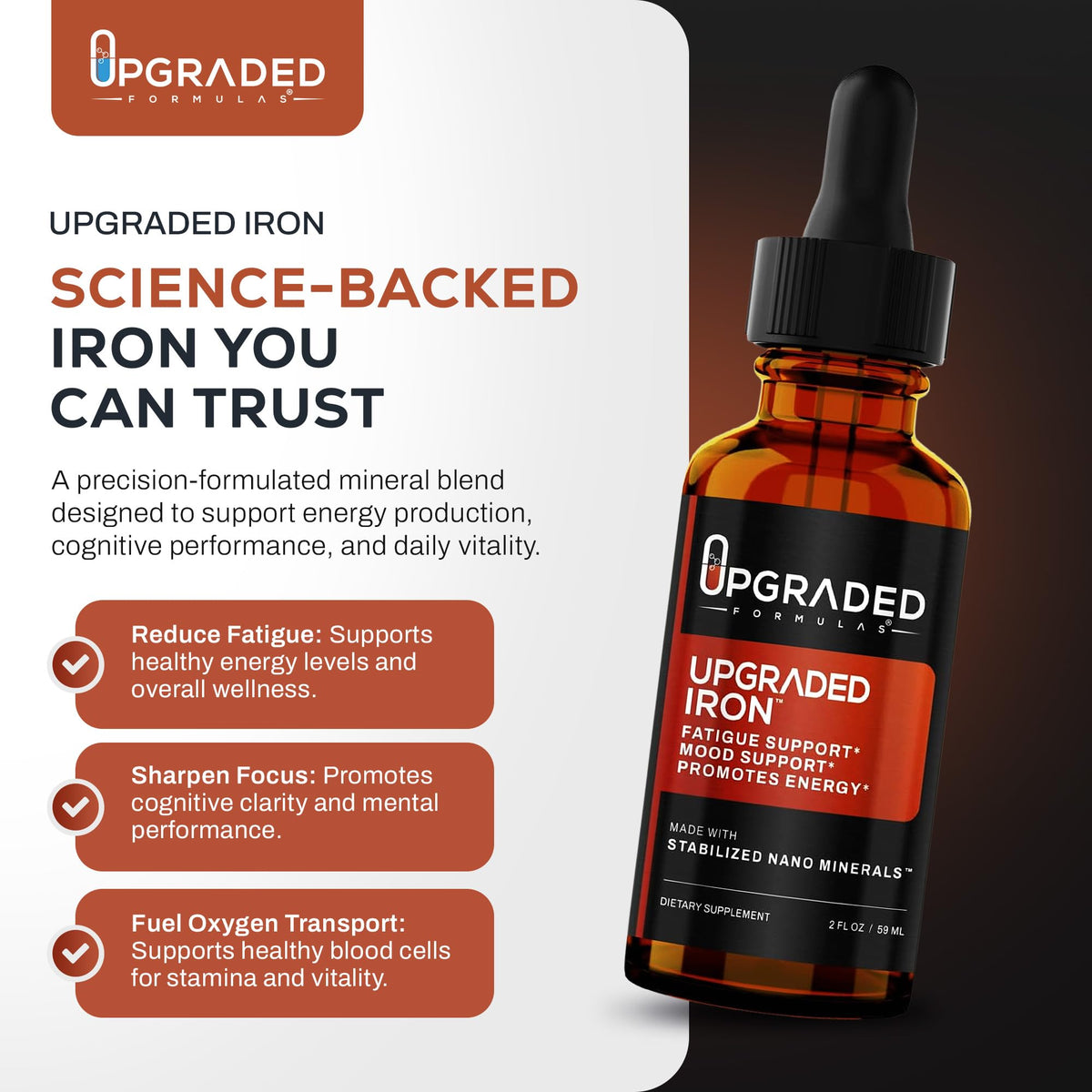 Upgraded Formulas Iron Liquid Nano Minerals - 2 Fl Oz - image 2