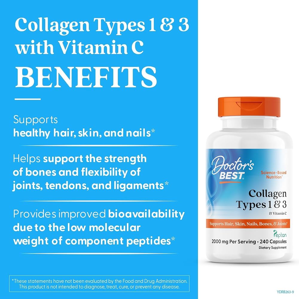 Doctor's Best Collagen Peptides Types 1 & 3 for Hair - 240 Capsules - image 3