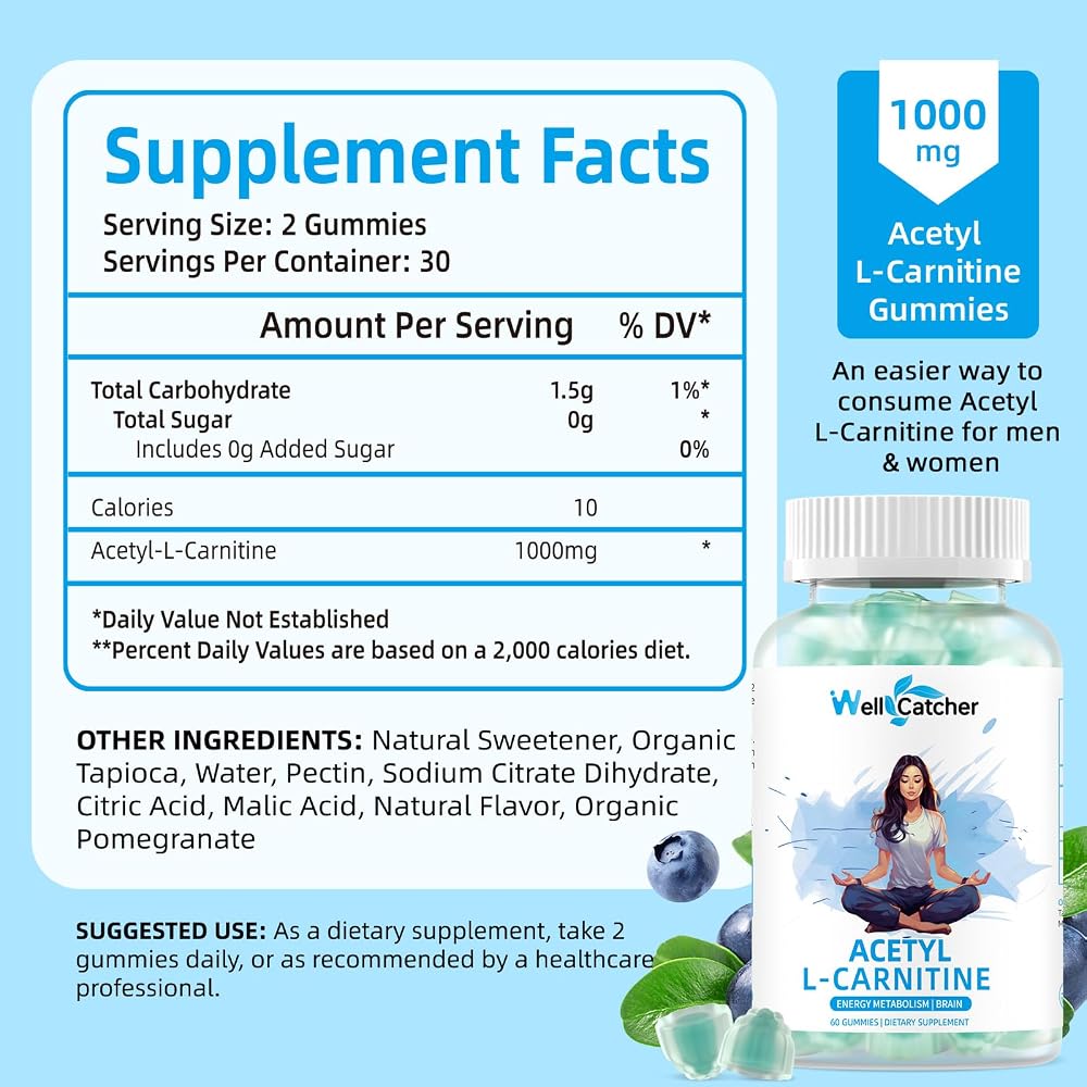 Wellcatcher Acetyl L-Carnitine 1000mg Gummies - 60 Count - image 3
