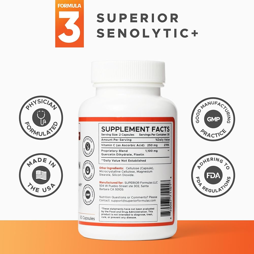 Superior Formulas Senolytic+ Fisetin Quercetin Vitamin C - 60 Capsules - image 3