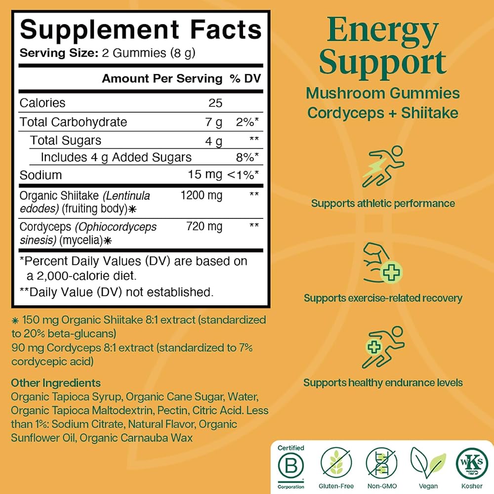 Charlotte's Web Energy Support Mushroom Gummies - 60 Count - image 3