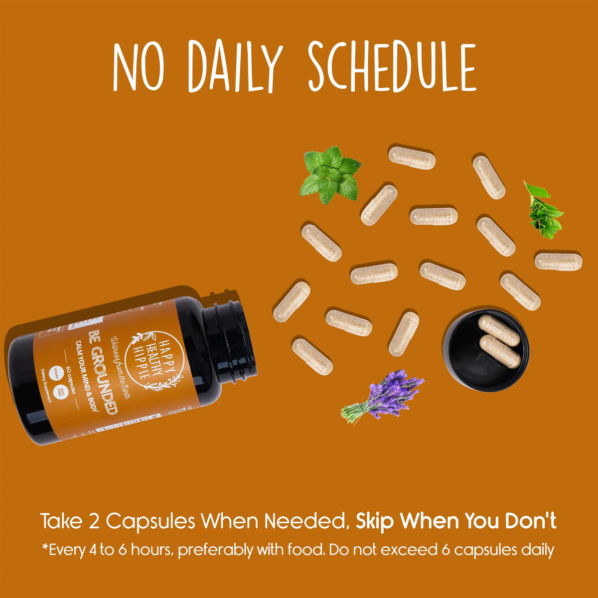 Happy Healthy Hippie Be Grounded Stress Relief Supplement - 60 Capsules - image 6