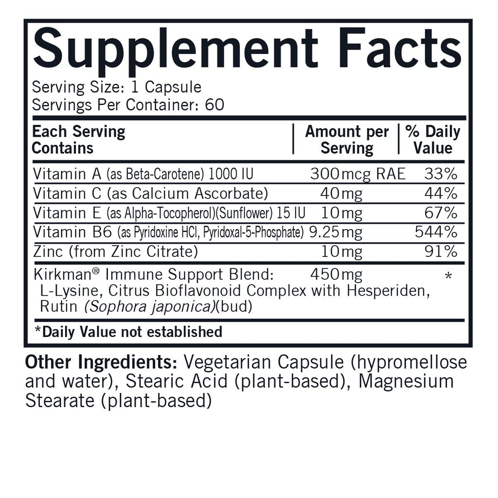 Kirkman Rose Lysine Immune - 60 Vegetarian Capsules - image 2