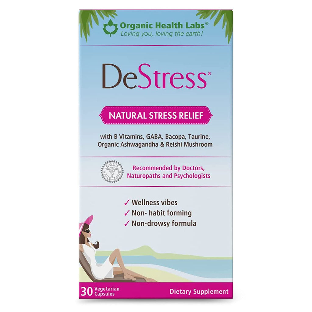 Organic Health Labs DeStress Veggie Capsules with Ashwagandha - 30 Capsules