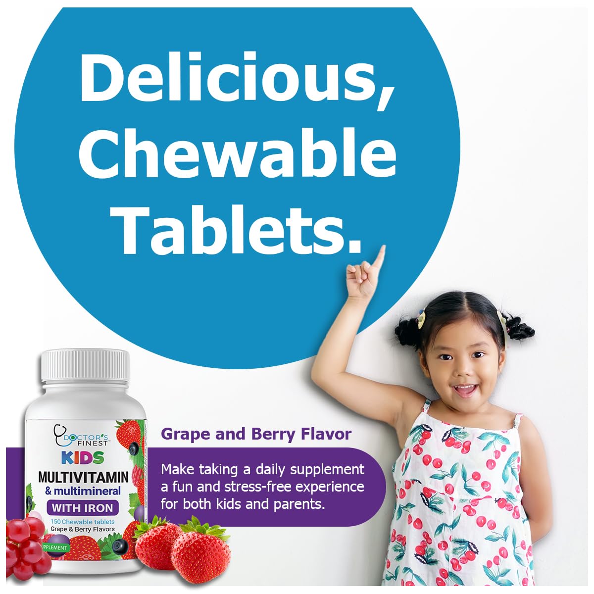 Doctor's Finest Kids Multivitamin & Multimineral with Iron - 150 Tablets - image 3