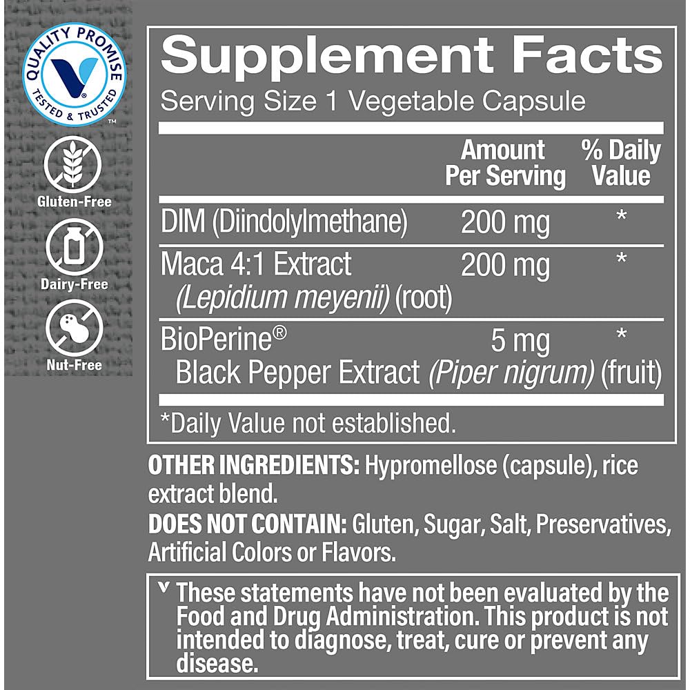 The Vitamin Shoppe DIM Men 200mg with BioPerine - 60 Vegetarian Capsules - image 2