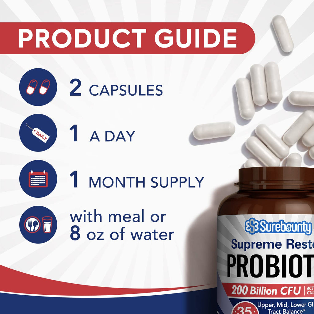 Surebounty Probiotic for Men & Women 200 Billion CFU - 60 Vegetarian Capsules - image 5