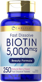 Carlyle Biotin 5000mcg for Hair, Skin & Nails - 250 Tablets