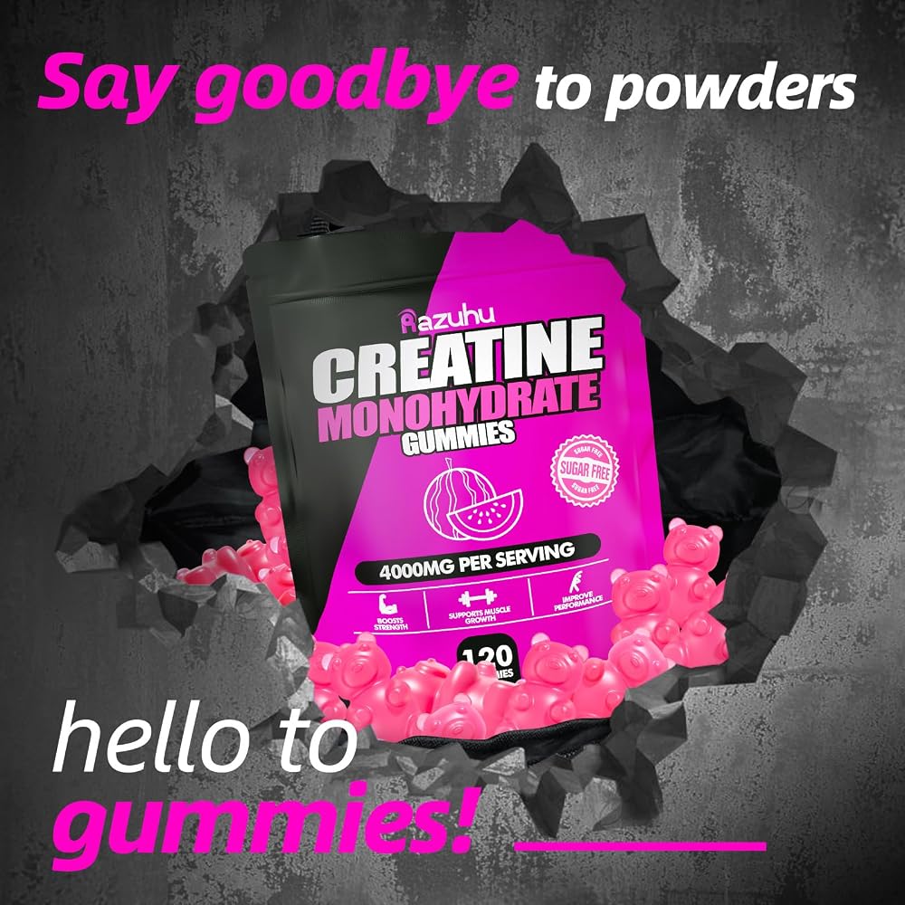 Razuhu Creatine Monohydrate Gummies Sugar Free - 100 Count - image 4