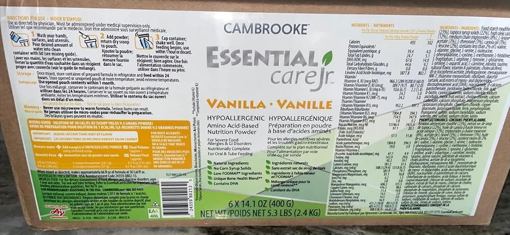 Cambrooke Essential Care JR Unflavored Hypoallergenic Amino