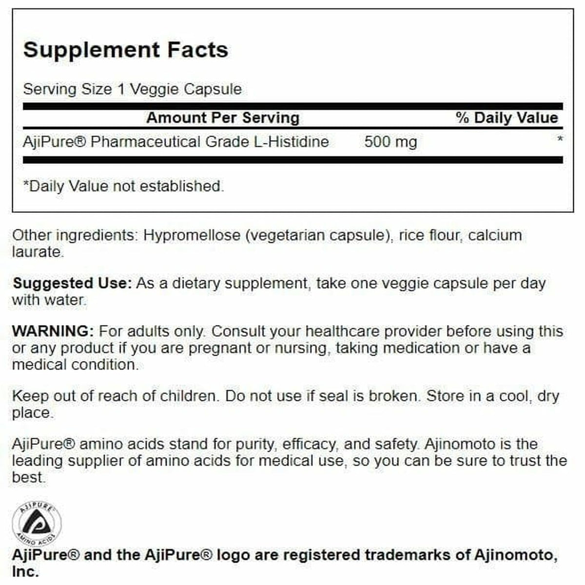 Swanson Ultra L-Histidine 500 mg Immune Support - 120 Capsules - image 2