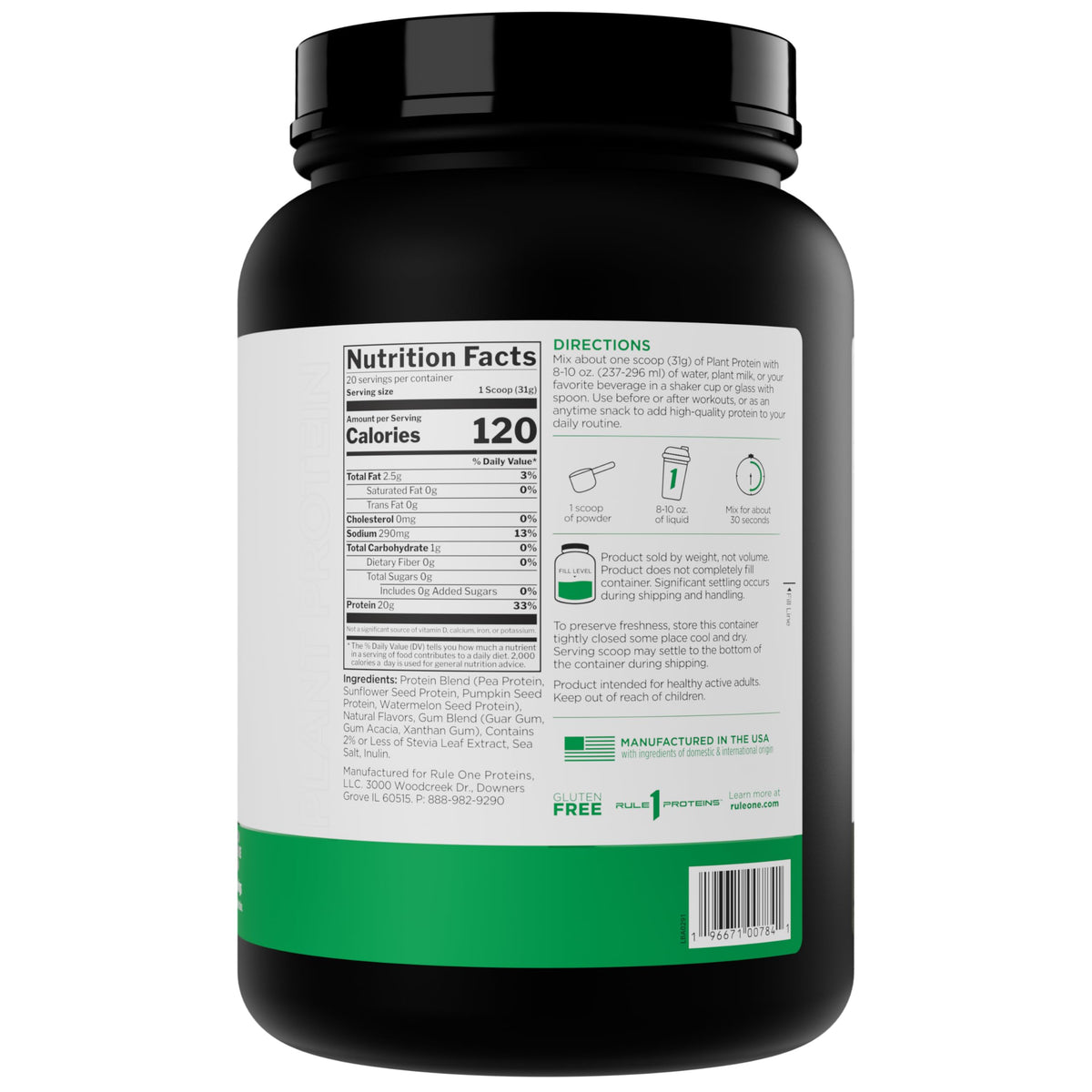 Rule 1 Proteins Plant Protein Pure Vanilla - 20 Servings - image 2