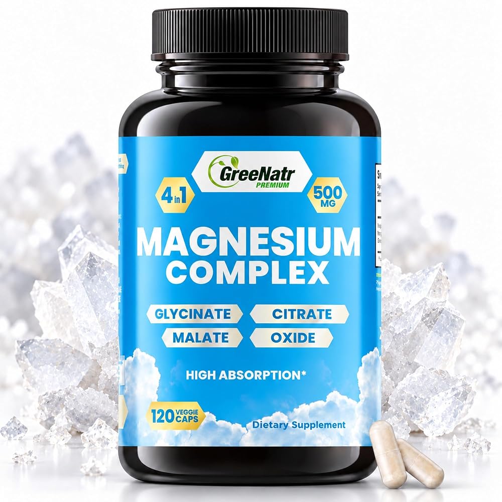 GreeNatr Magnesium Supplement 4-in-1 Blend - 120 Capsules