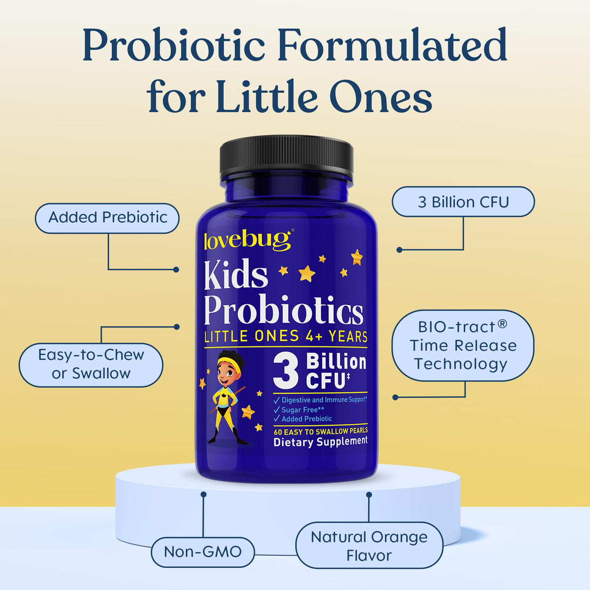 LOVEBUG Little Ones Kids Probiotics 3 Billion CFU - 120 Pearls - image 4