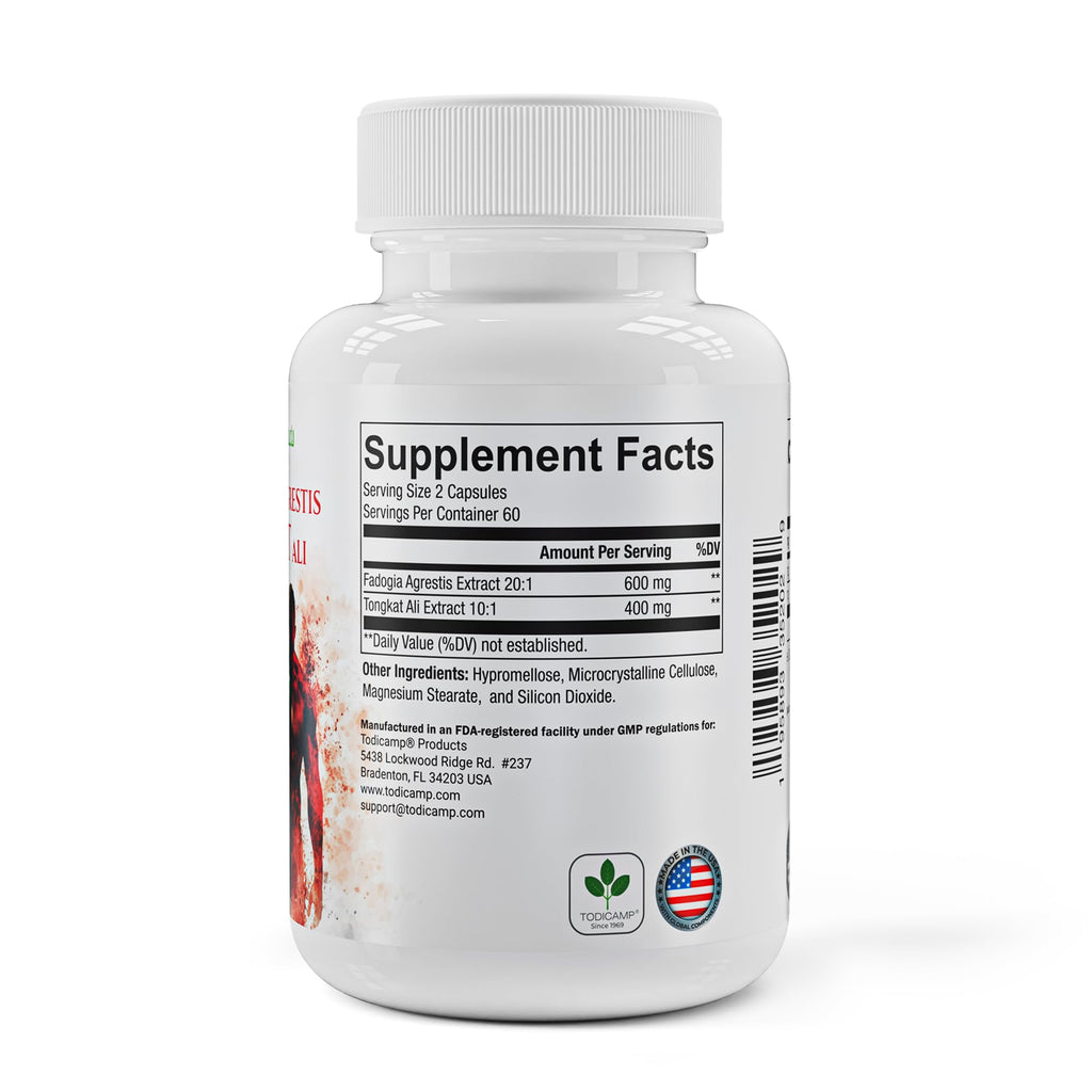 TODICAMP Fadogia Agrestis & Tongkat Ali 1000mg Complex - 120 Capsules - image 2