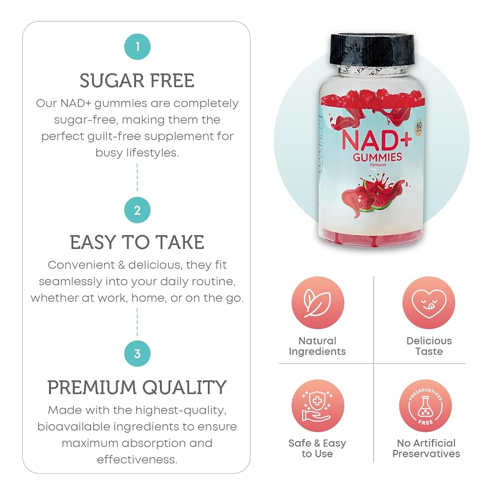 FEMGAIN NAD+ Gummies 1000MG Nicotinamide Riboside - 60 Count - image 5
