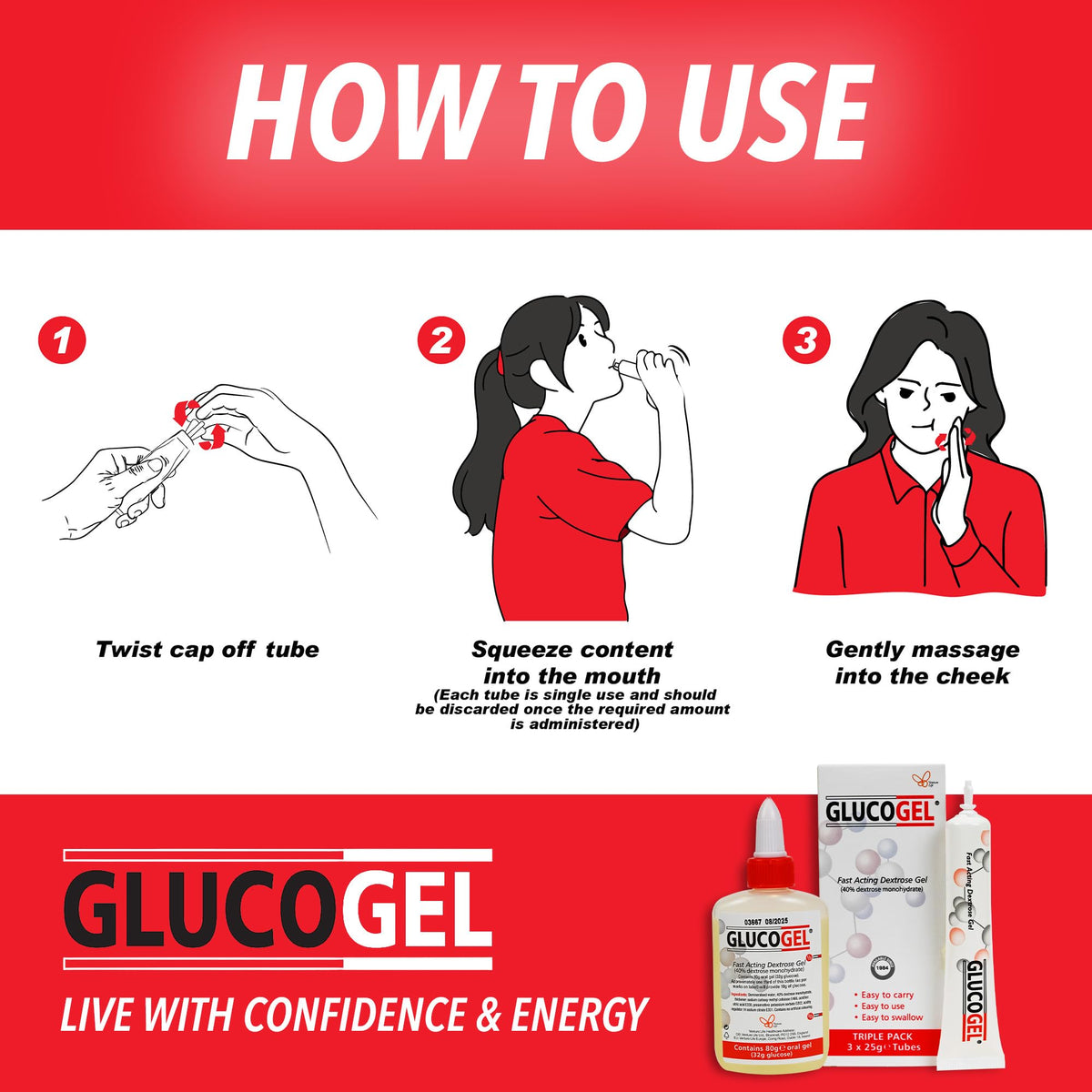 Glucogel Rapid Glucose Gel - 3x25g Tubes - image 6