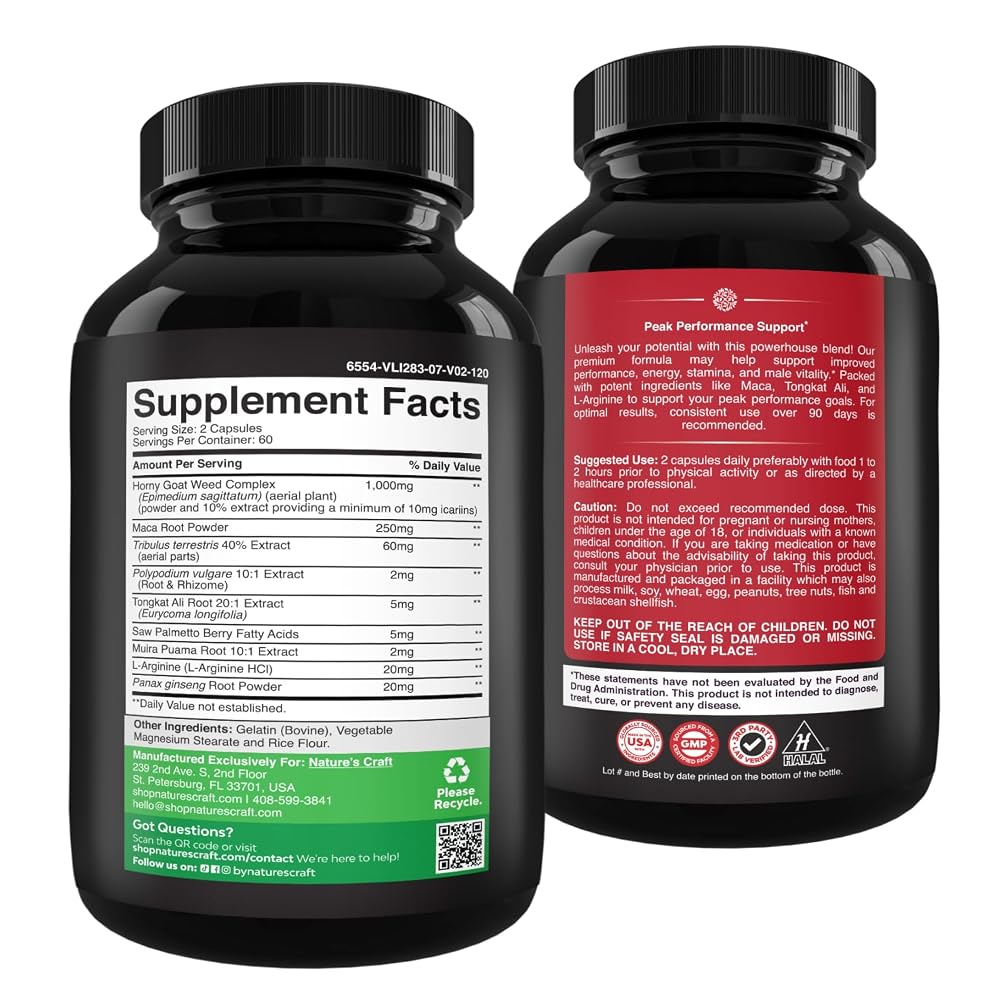 Natures Craft Testosterone Booster with Horny Goat Weed - 120 Capsules - image 6