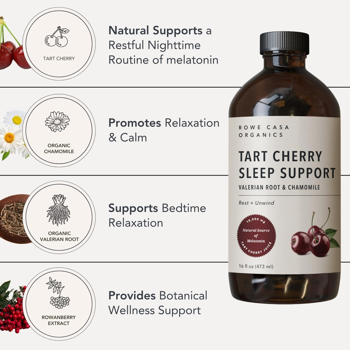 Rowe Casa Organics Tart Cherry Sleep Support with Valerian Root - 16 fl oz - image 4