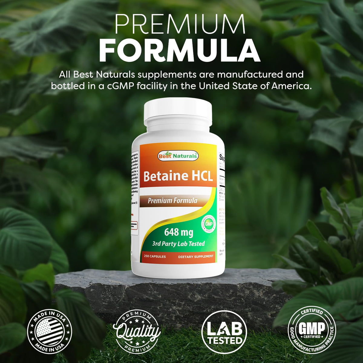 Best Naturals Betaine HCL 648 mg - 250 Capsules - image 5
