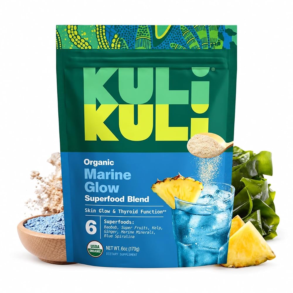 Kuli Kuli Organic Marine Glow Blue Spirulina Kelp Powder - 6oz
