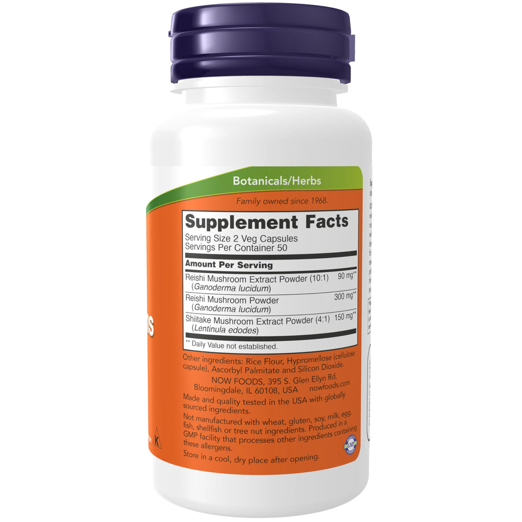 NOW Foods Rei-shi Mushrooms 270mg - 100 Vegetarian Capsules - image 2