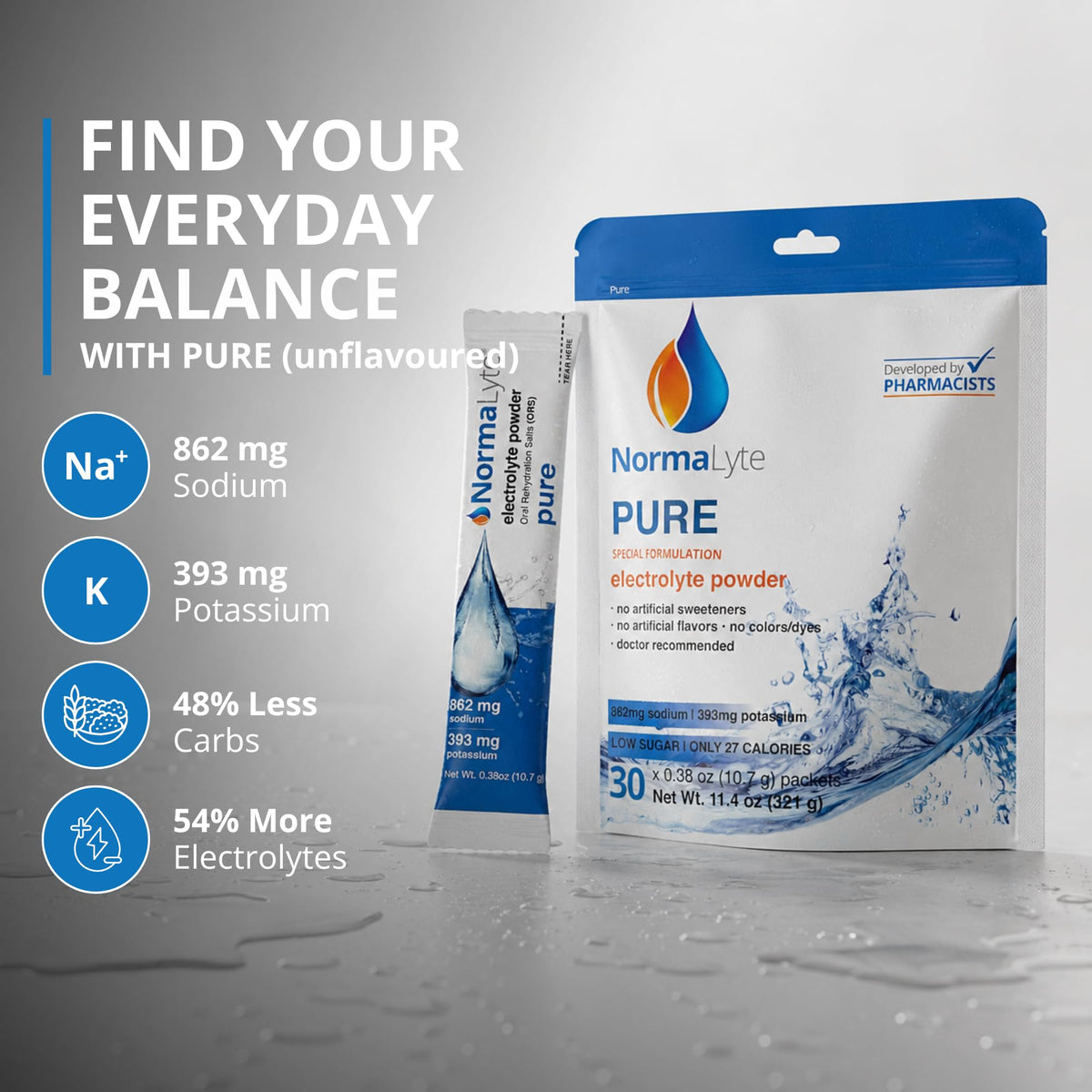 NormaLyte Pure Electrolyte Powder Sticks - 30 Count - image 5
