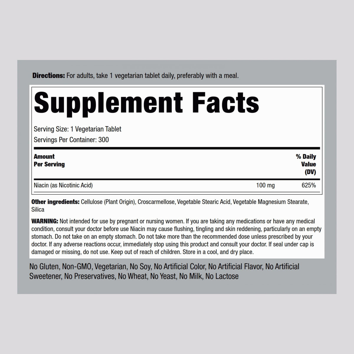 Piping Rock Niacin 100mg - 300 Tablets - image 2