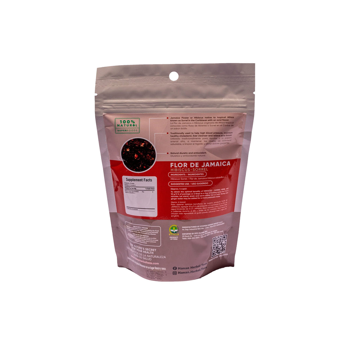 HANAN PERUVIAN SECRETS Hibiscus Herbal Tea - 3 x 40g - image 2