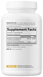 Micro Ingredients Pantothenic Acid 500mg Vitamin B5 - 365 Capsules - image 9