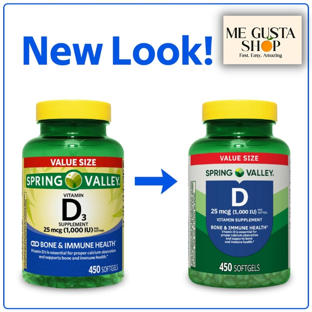 ME GUSTA SHOP Spring Valley Vitamin D 1,000 IU - 450 Softgels - image 6