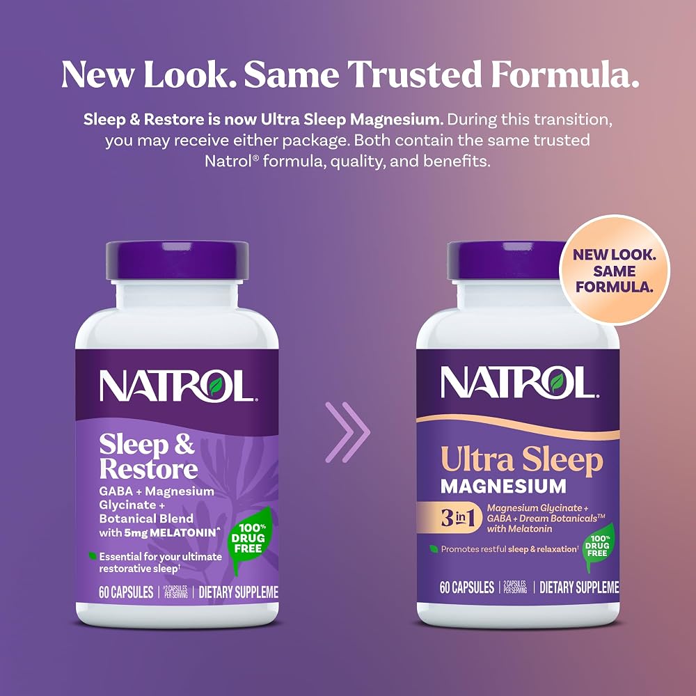 Natrol Sleep & Restore Magnesium with 5mg Melatonin - 60 Capsules - image 2