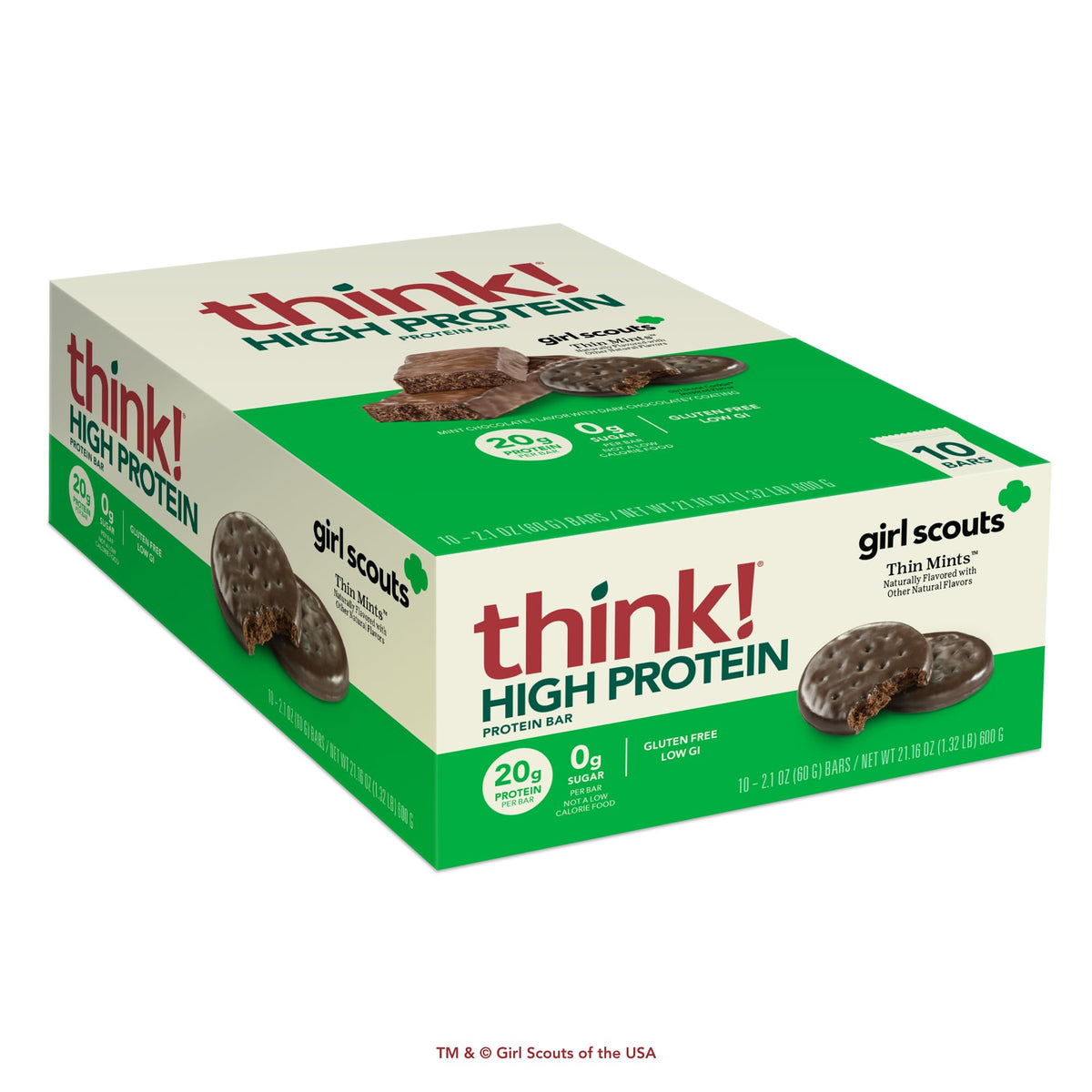 thinkThin Girl Scout Thin Mints High Protein Bar - 10 Count