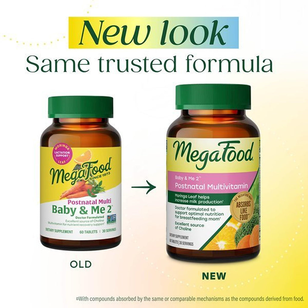 MegaFood Baby & Me 2 Postnatal Vitamins for Breastfeeding Moms