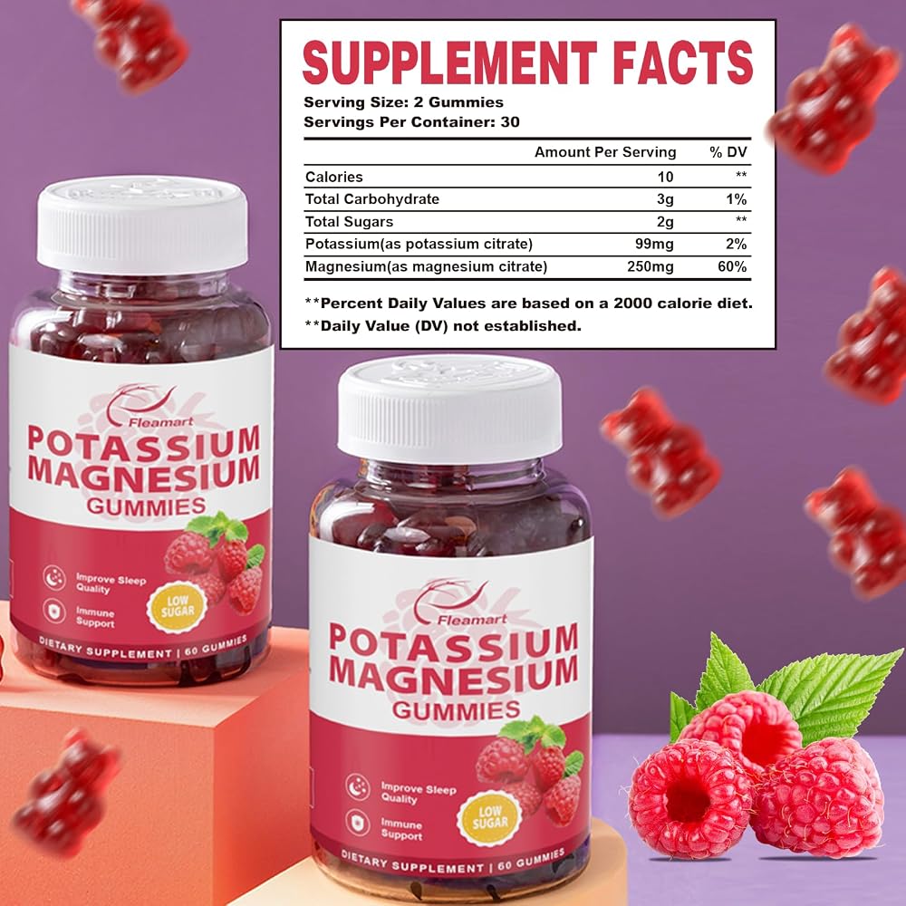 Fleamart Potassium Magnesium Gummies High Absorption Magnesium