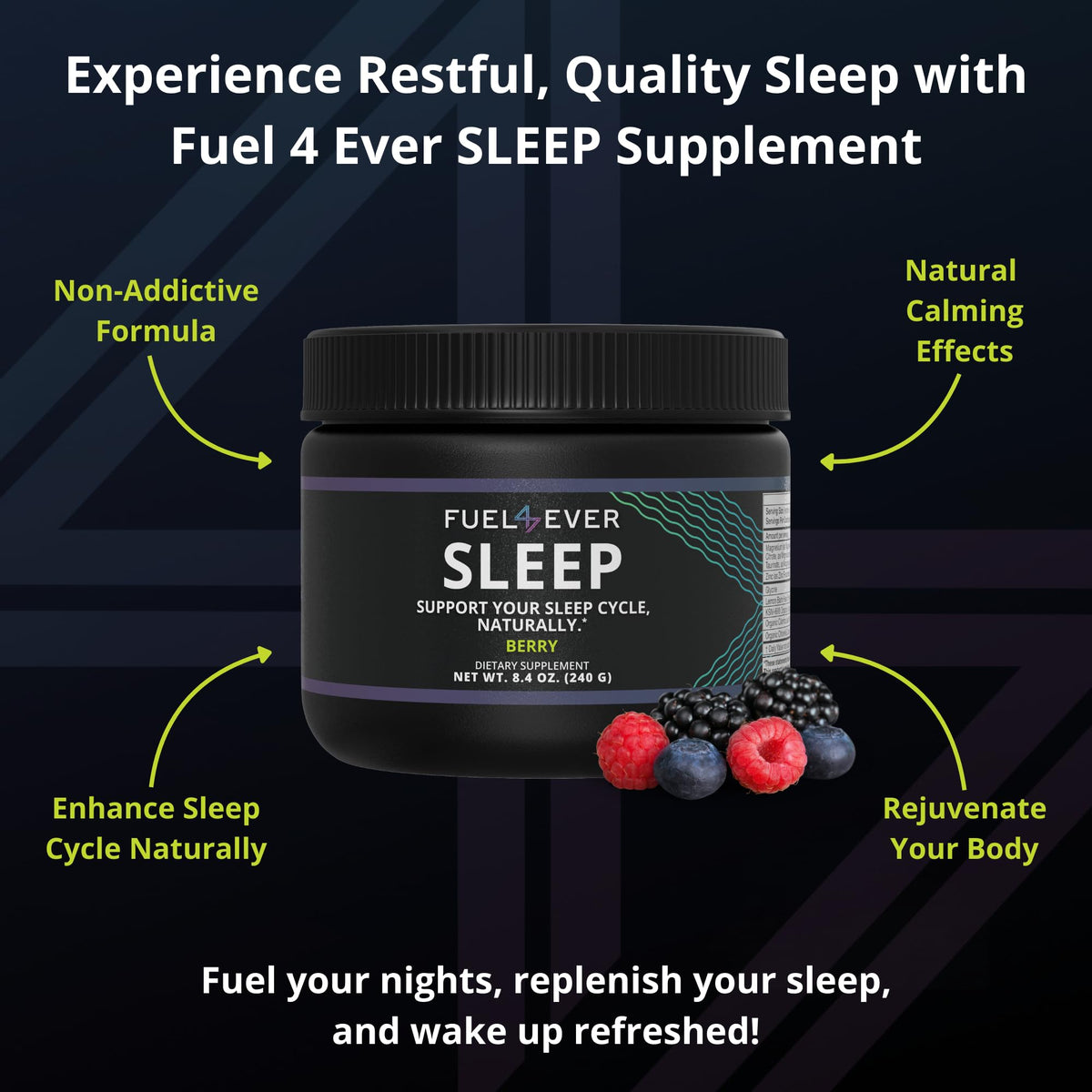 Fuel 4 Ever Sleep Berry Flavor Powder for Sleep - 30 Servings - image 3