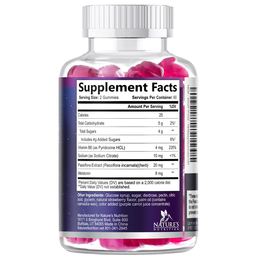 Nature's Nutrition Sleep Gummies - 8mg Melatonin Per Serving