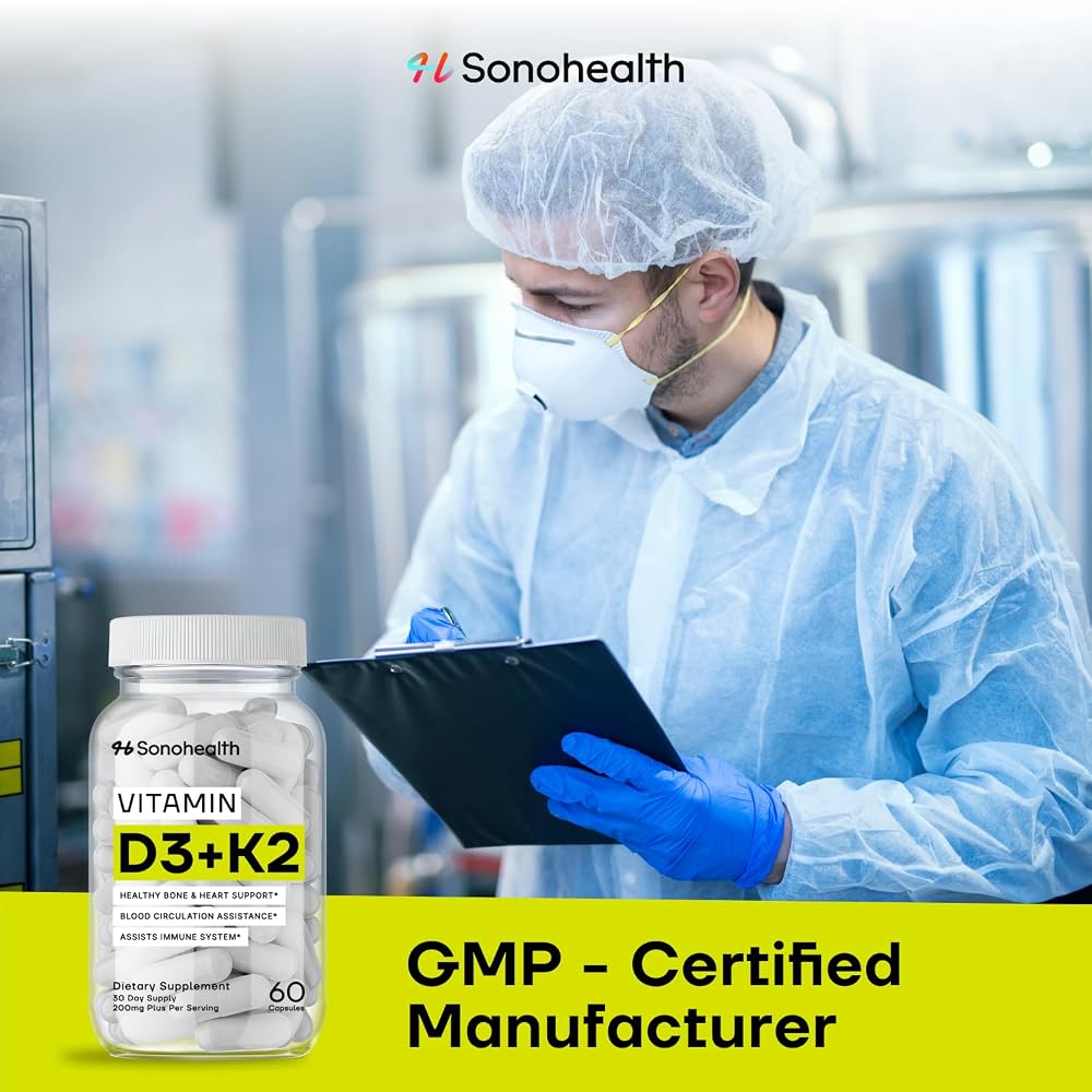 SonoHealth Vitamin D3 + K2 with BioPerine - 60 Capsules - image 9