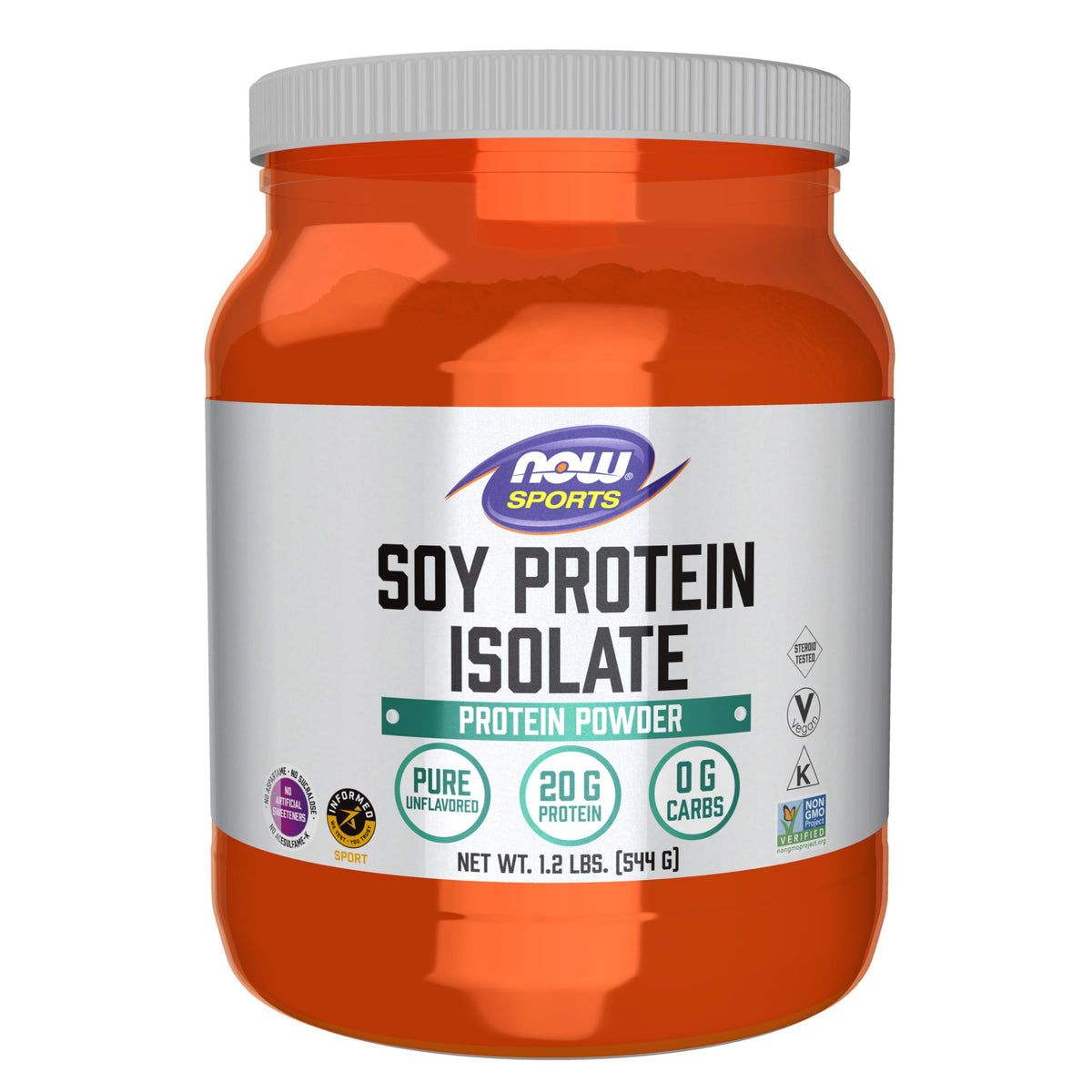NOW Sports Soy Protein Isolate 20g Unflavored Powder - 1.2 lbs