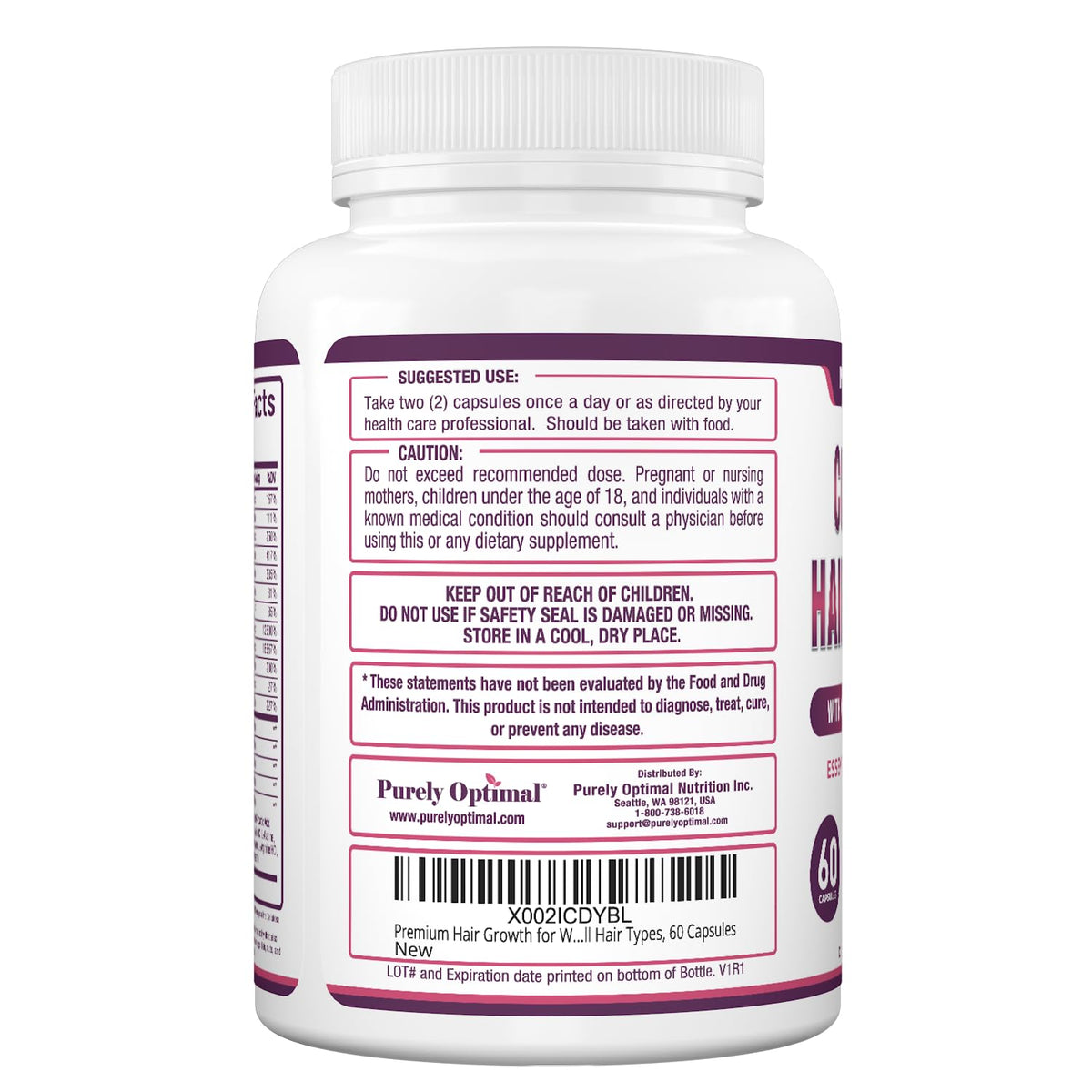 Purely Optimal Hair Growth with Biotin & Collagen - 60 Capsules - image 7
