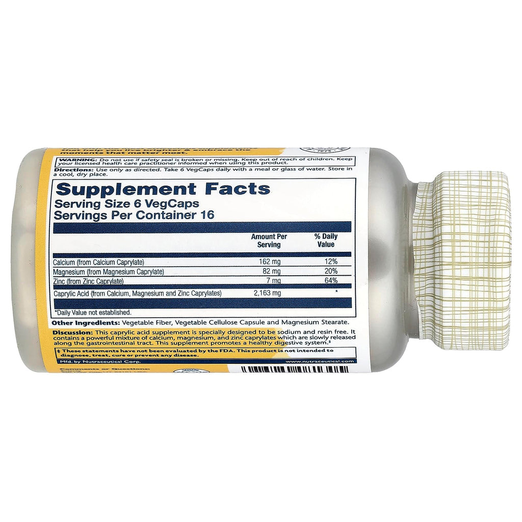Solaray Capryl Caprylic Acid Supplement - 100 Vegetarian Capsules - image 2