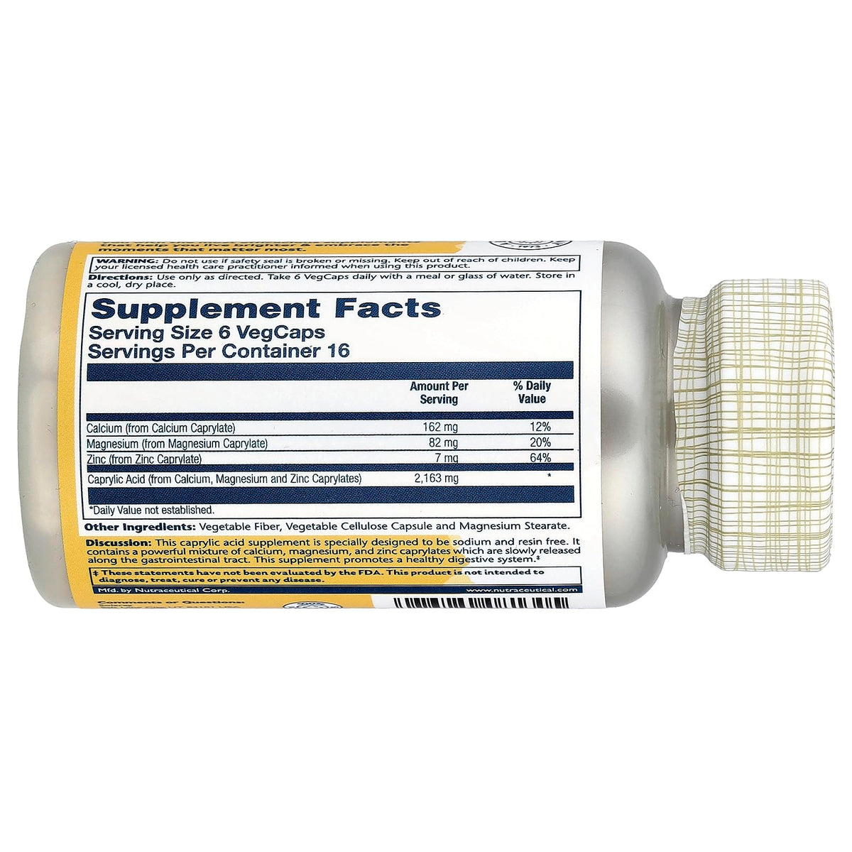 Solaray Capryl Caprylic Acid Supplement - 100 Vegetarian Capsules - image 2