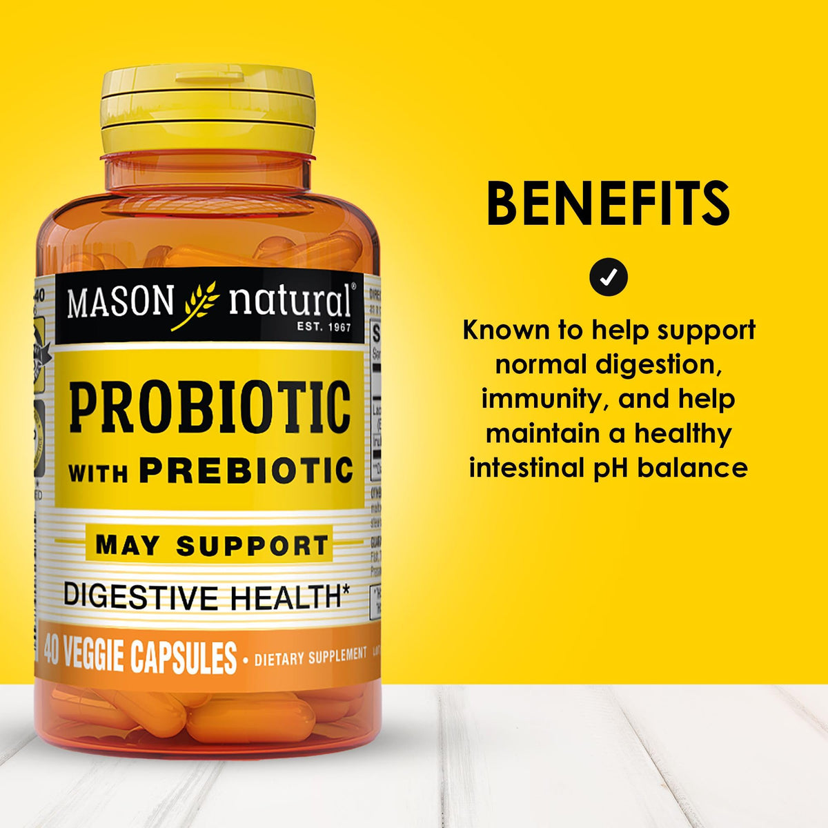 Mason Natural Probiotic & Prebiotic Digestive Support - 40 Capsules - image 2