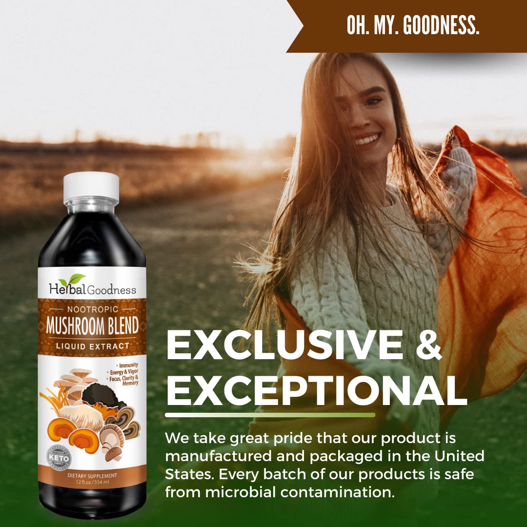 Herbal Goodness Nootropic Mushrooms Blend Cognitive Support - 12 fl oz - image 6