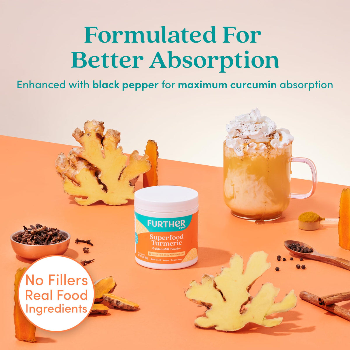 Further Food Best Turmeric Golden Milk Organic Turmeric Powder